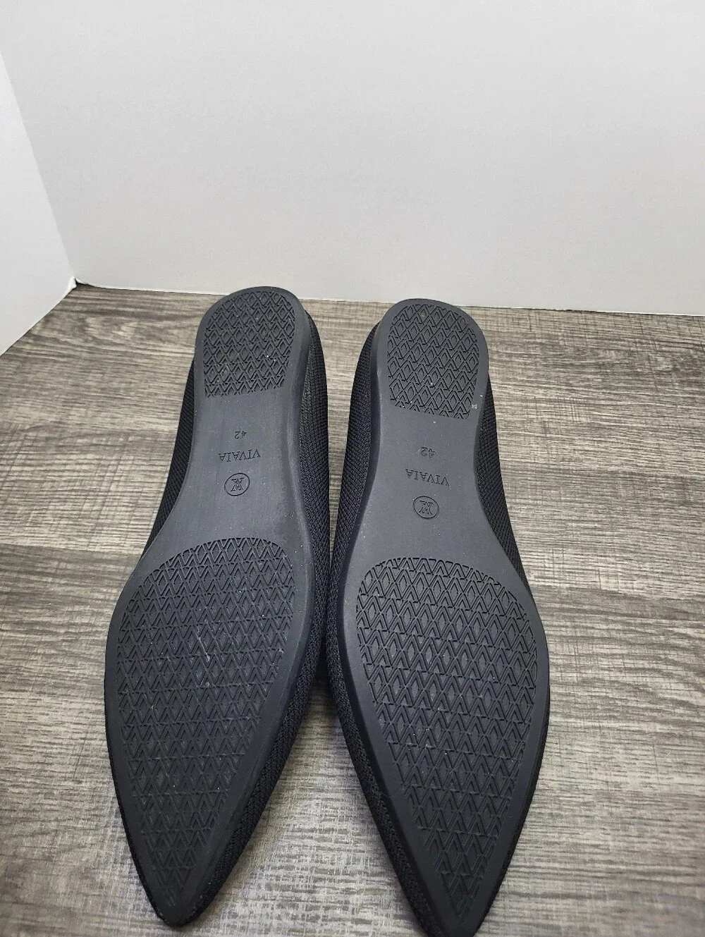 VIVAIA Aria Black Knit Slip on Washable Pointed Toe Ballet Flats EU 42 US 10.5